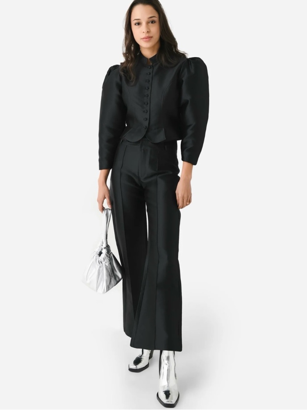 Destree Yoshitomo Pleated Faille Wide Leg Pants
